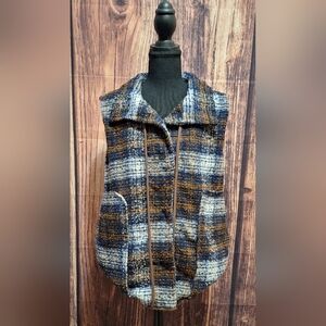 Bluivy Tweed Snap Button Womens Colorful Vest Size Medium!